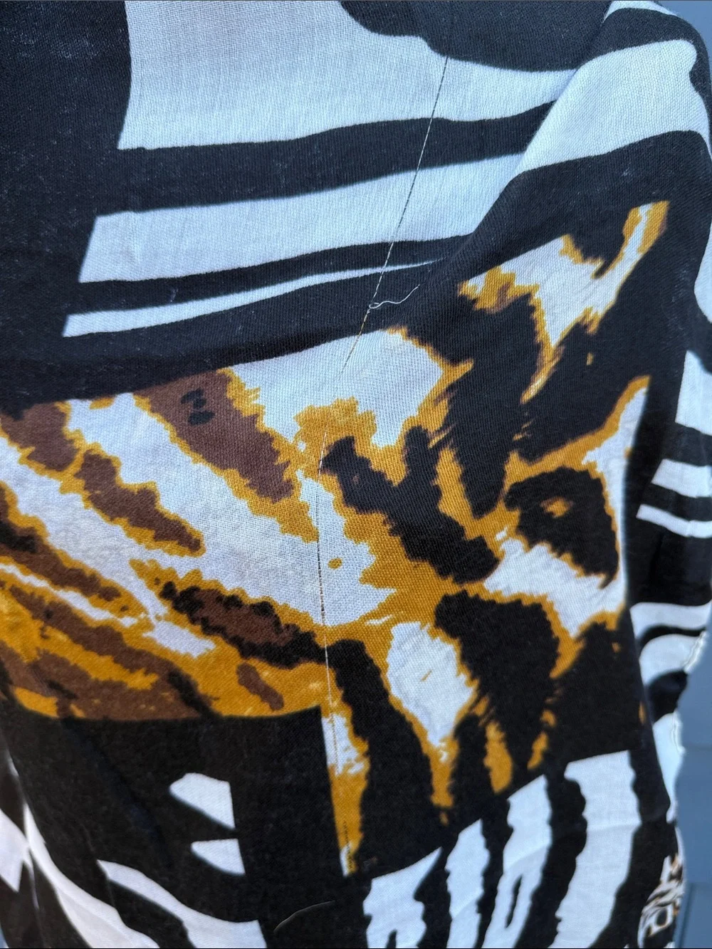 Jessica McClintock Animal Print Black White Brown Wrap Scarf